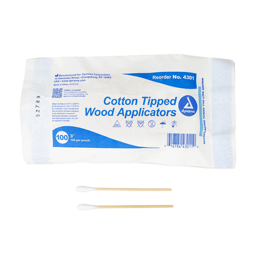 Cotton Tipped Wood Applicators - Non-Sterile, 3", Case (4301)