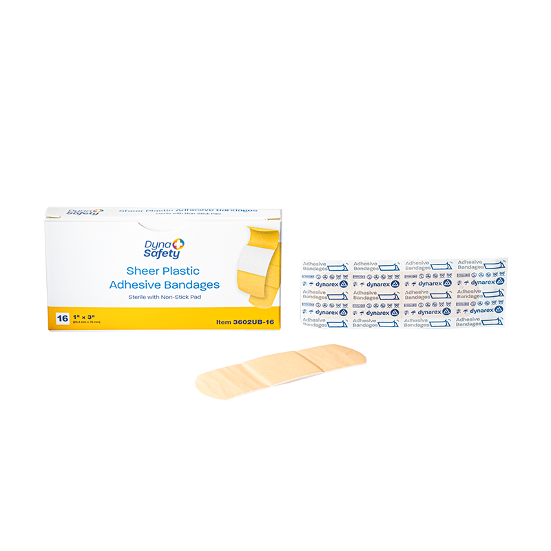 Sheer Plastic Adhesive Bandages - Sterile, 1" x 3", 100/16/cs