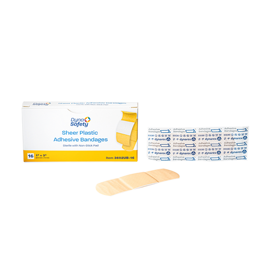 Sheer Plastic Adhesive Bandages - Sterile, 1" x 3", 100/16/cs