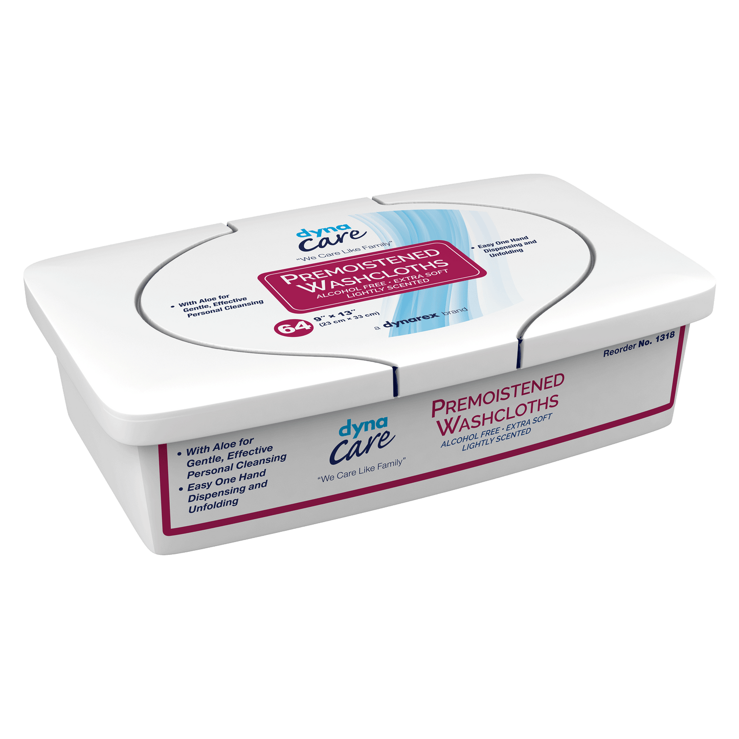 Premoistened Adult Washcloths, 9" x 13" Tub, 8/64/cs