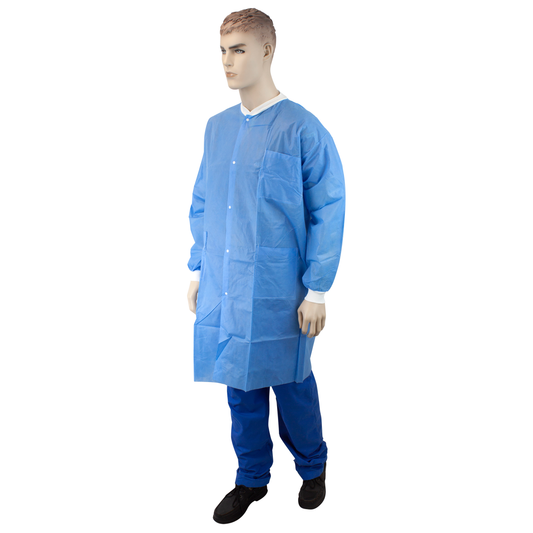 Lab Coat w/ Pockets, Small, Blue, 3/10/cs