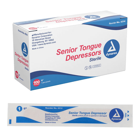 Tongue Depressors Wood - Sterile, 6", Senior, 10/100/cs