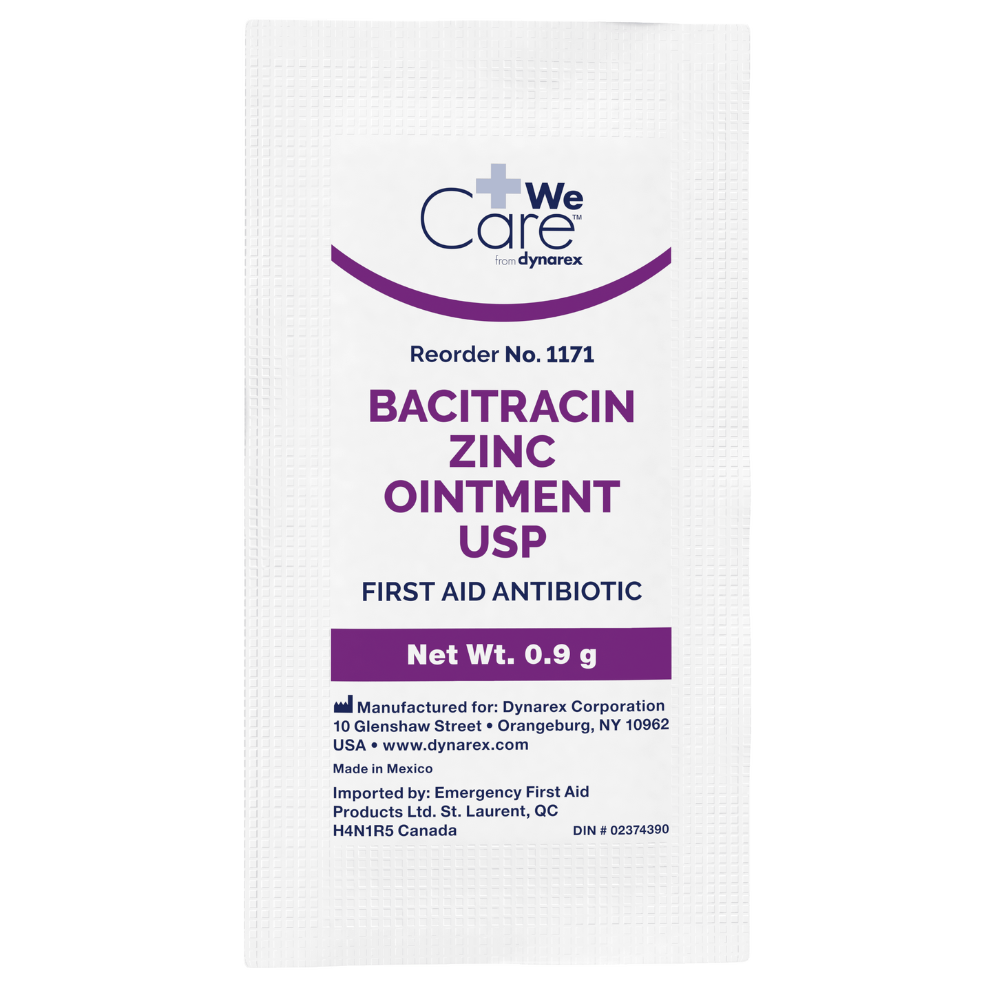 Bacitracin Zinc Ointment, 0.9 g Foil Packet, Case (1171)