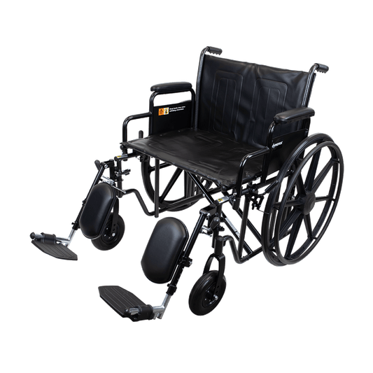 Bariatric Wheelchair - 24" x 18" w/ Desk Arm Elevating Leg R, Silver Vein 10234