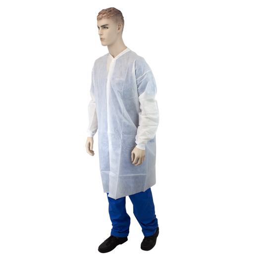 Lab Coat w/out Pockets, Small, White, 3/10/cs