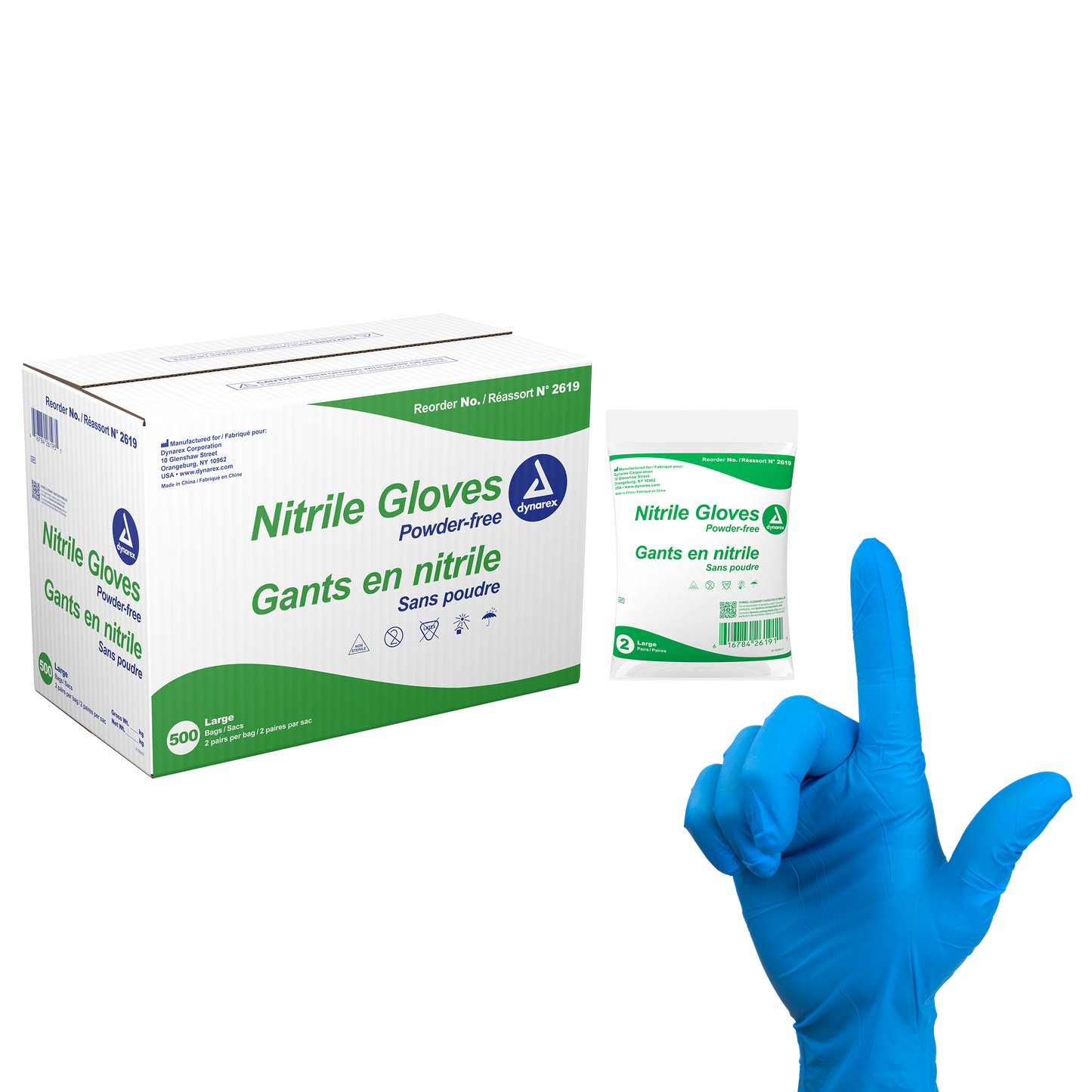 Nitrile Exam Gloves In A Bag, X-Large, Powder-Free, Blue, 500/2pr/cs