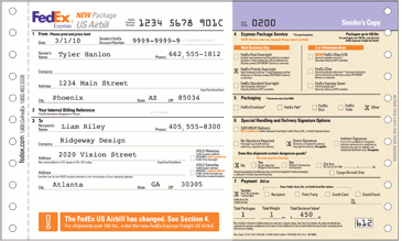 Coast Diagnostics FedEx Air Bills $0.00/EachCD-SS-FEAB